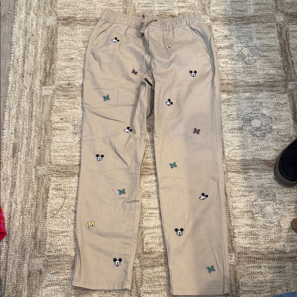 Janie and Jack Boys Beige Pants with Embroidered Characters- brand new size 8